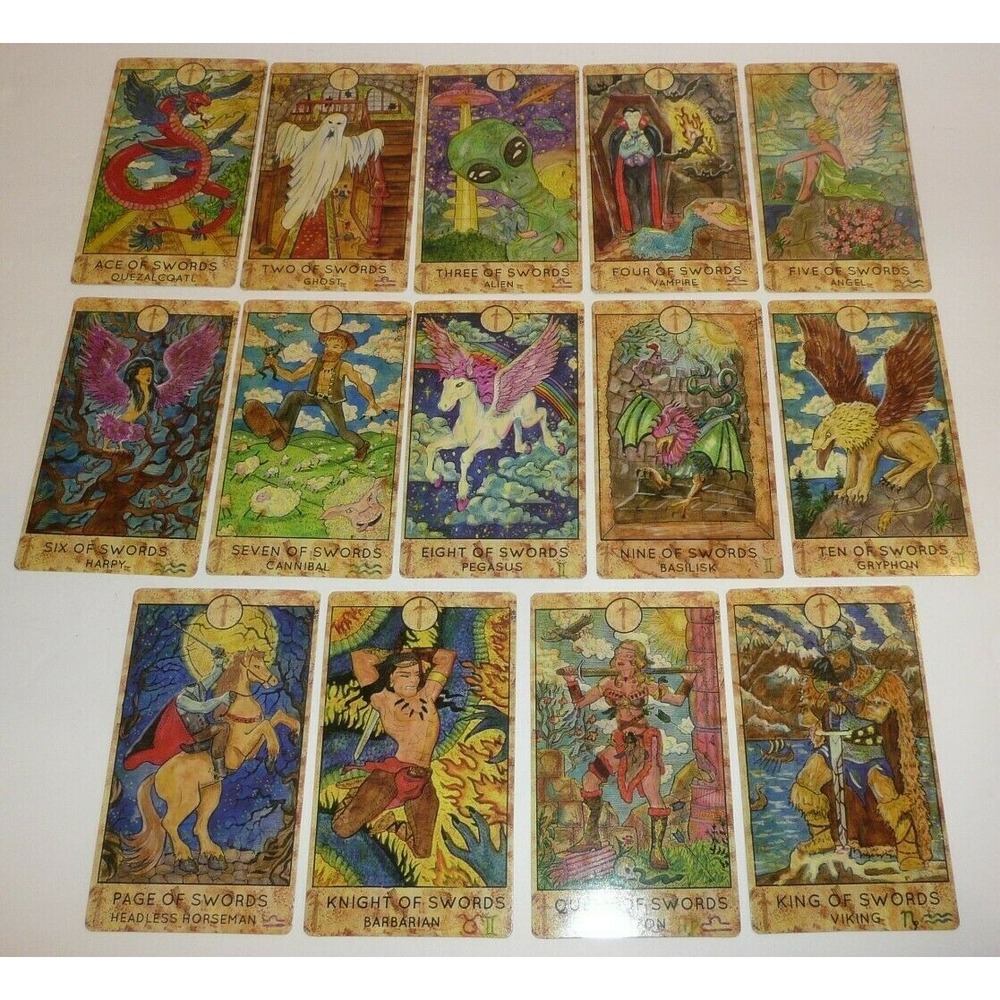 Tarot Cards Swords Suit Minor Arcana Replacement Spirit Halloween Art King Ace